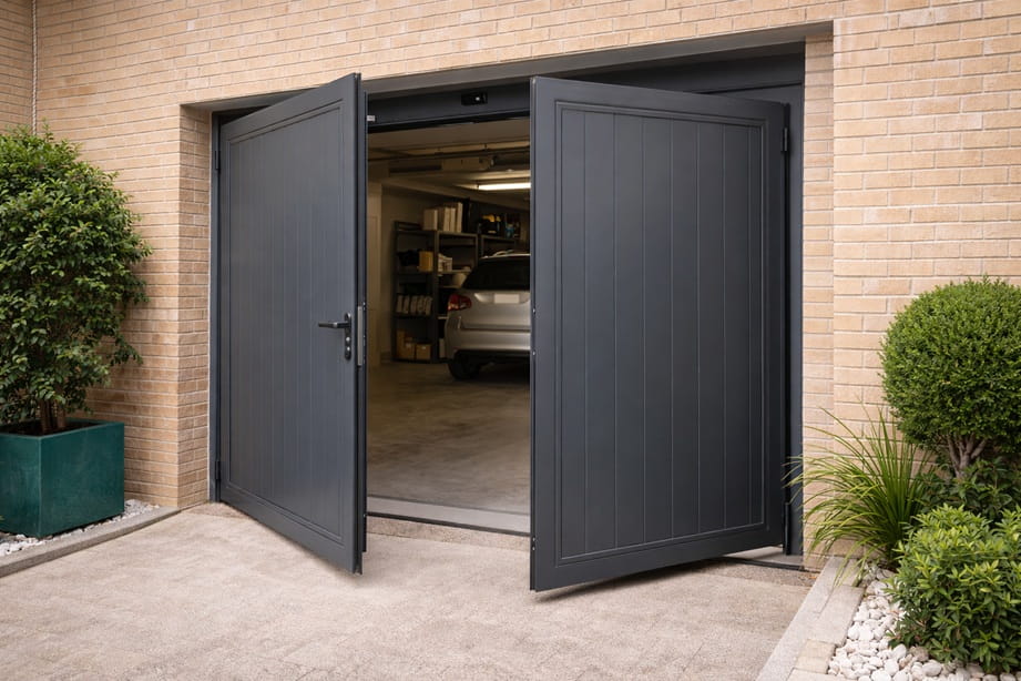 Puerta de garaje abatible en vivienda particular de Paterna