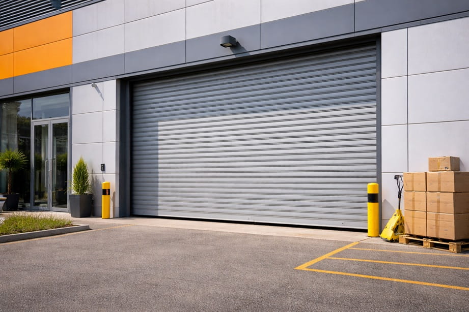 Puerta de garaje enrollable en acceso a garaje de Paterna