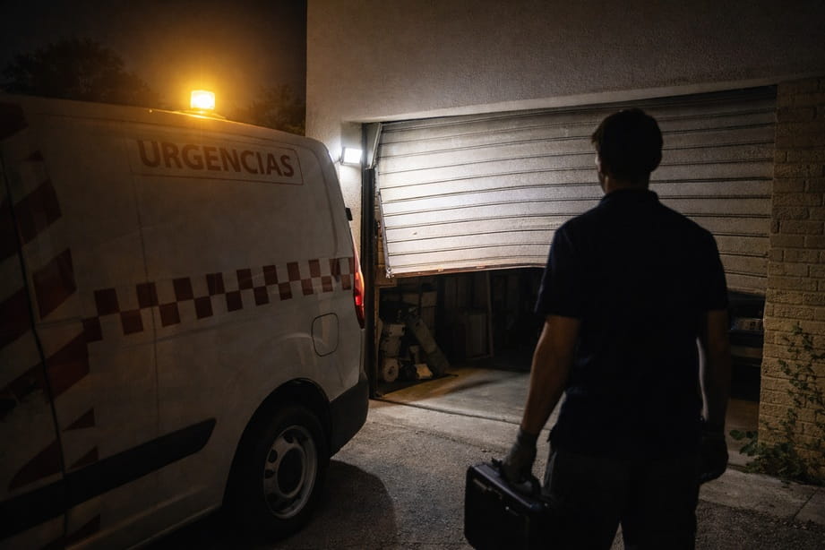 Puerta de garaje bloqueada atendida en un servicio urgente en Paterna